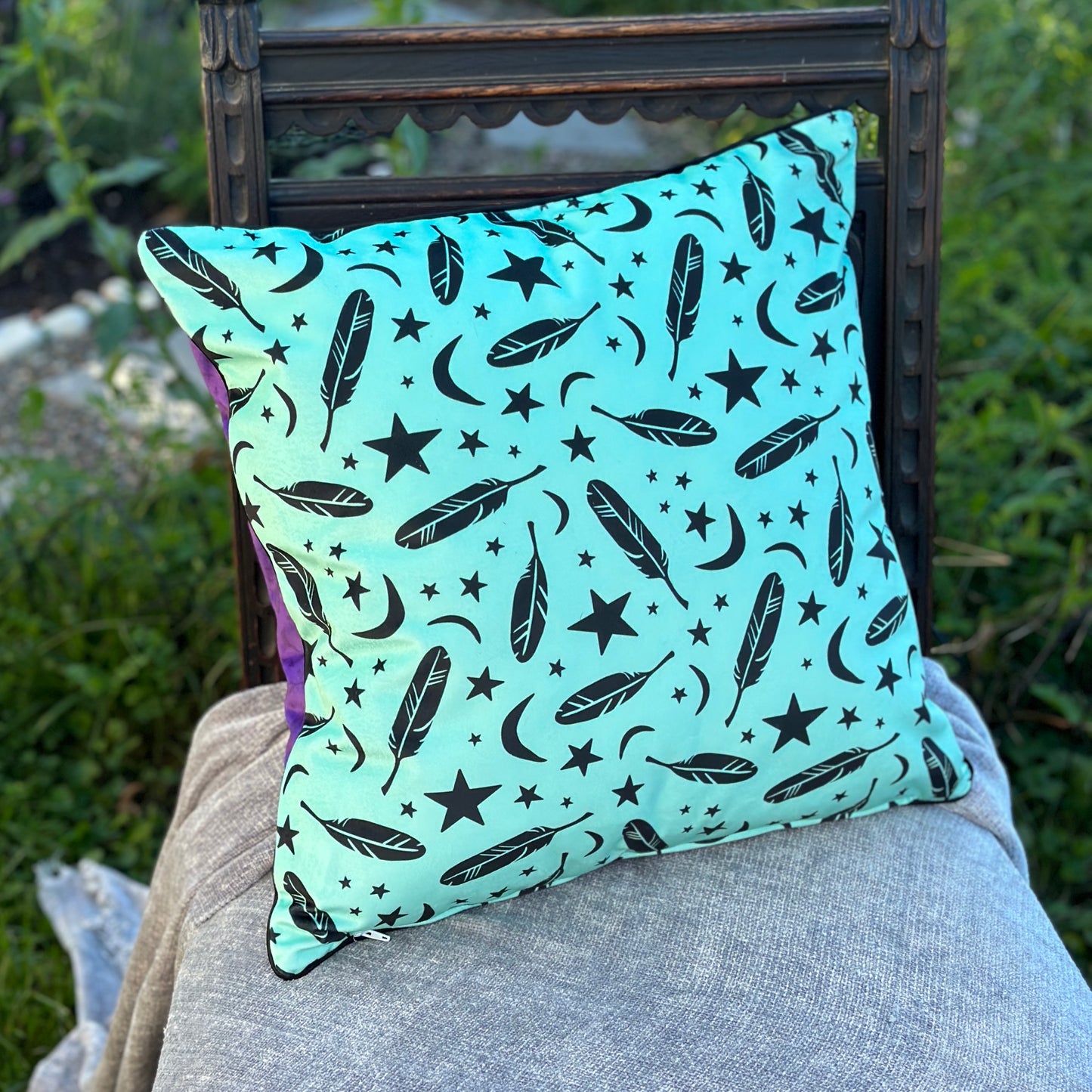 Luxe Velvet Throw Pillow - Craft Real Magic - Mystic Purple/Seafoam