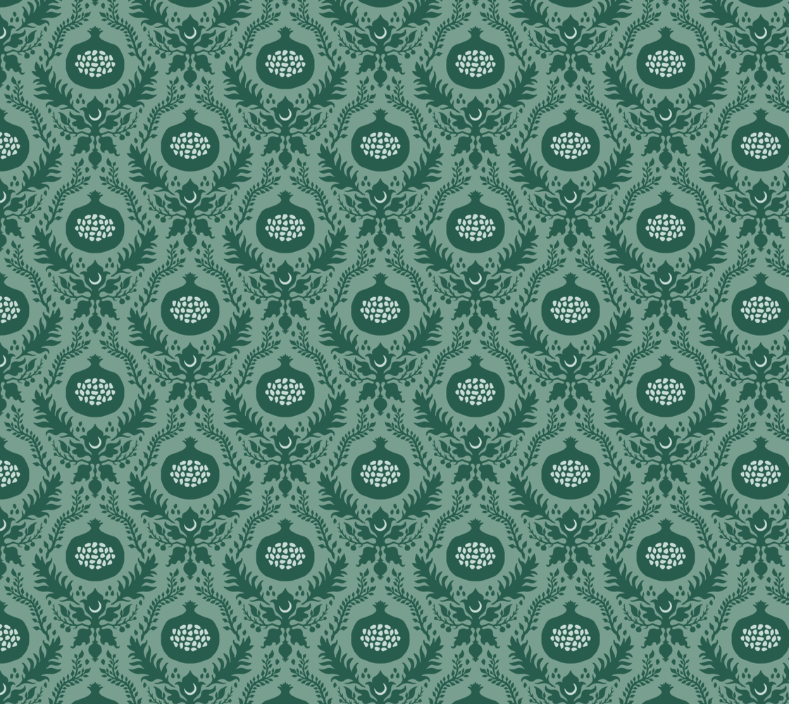 Pomegranate Damask - Wintergreen Color