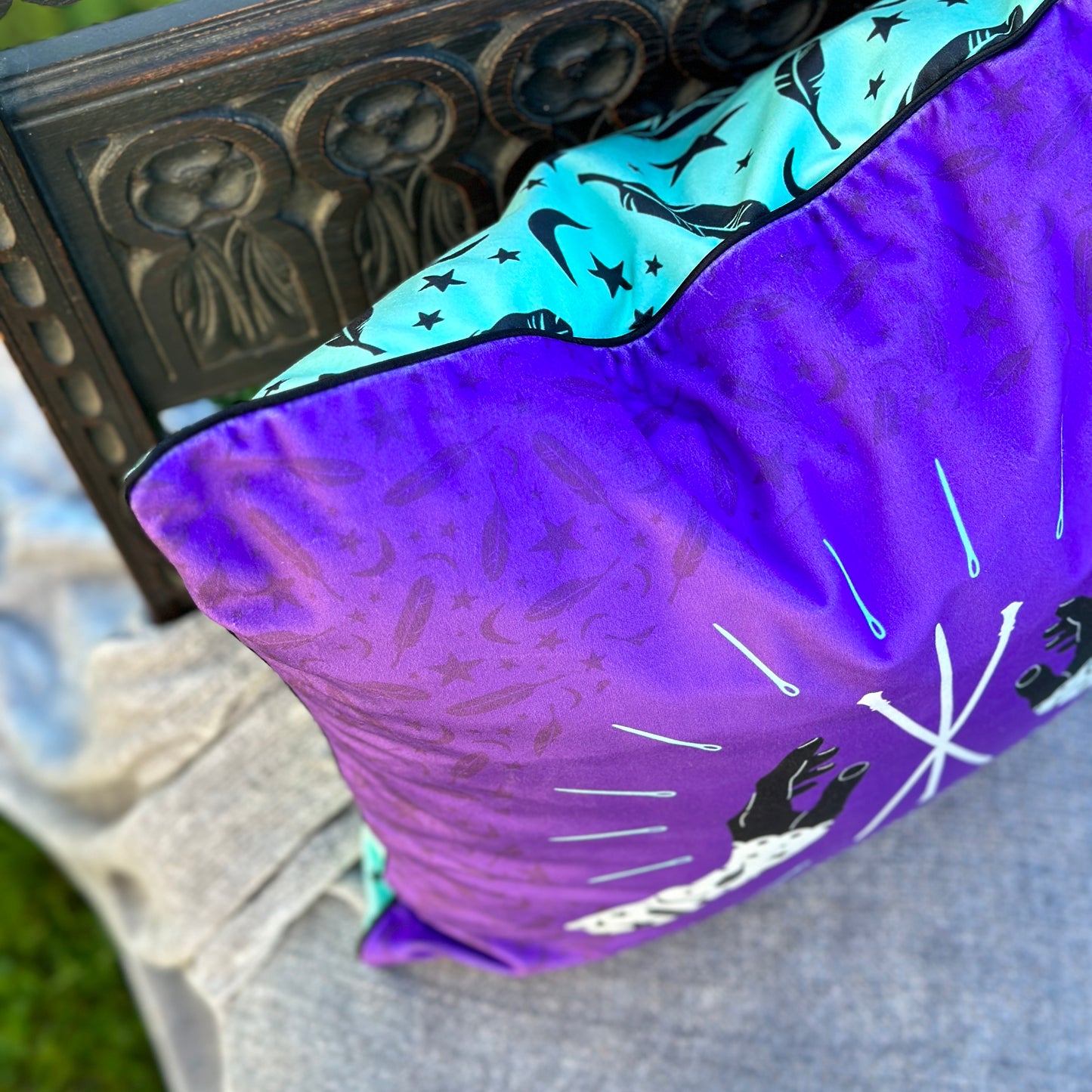 Luxe Velvet Throw Pillow - Craft Real Magic - Mystic Purple/Seafoam