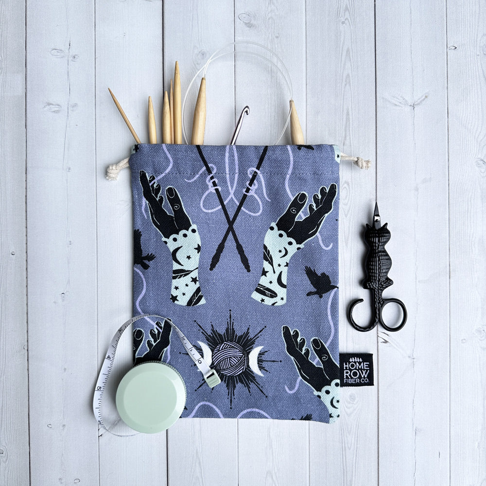 Drawstring Notions Pouch - Wool Magic - Shadow