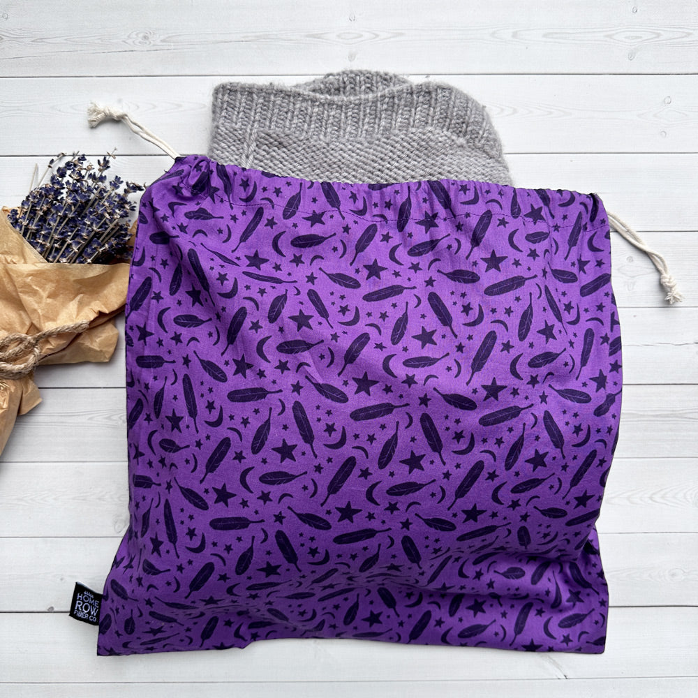 Reusable Gift Bag - Moon Feathers - Plum