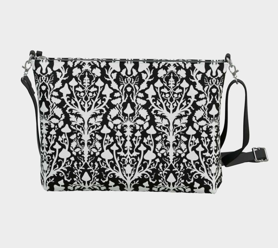 Vegan Leather Crossbody Bag - Mushroom Damask - Shadow Work