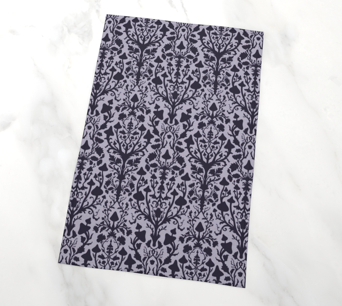 Tea Towel - Mushroom Damask - Purple