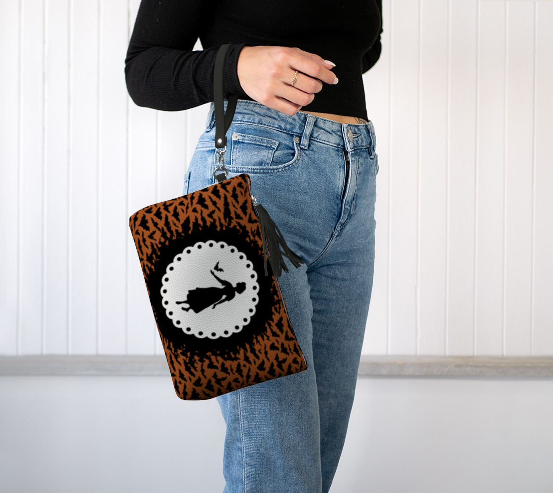 Vegan Leather Wrist Bag - Bat Your Lashes - Jackolantern