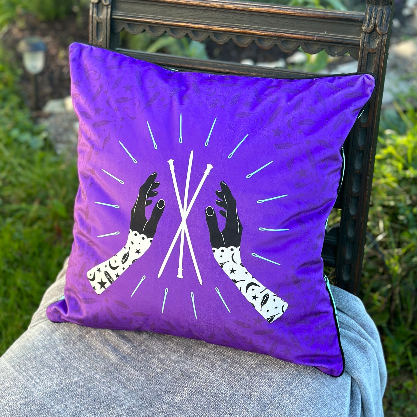 Luxe Velvet Throw Pillow - Craft Real Magic - Mystic Purple/Seafoam