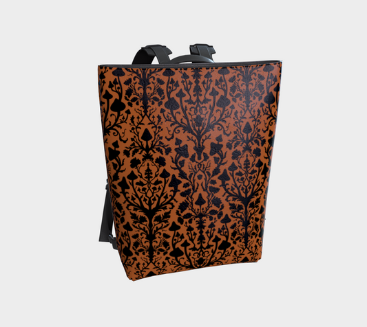 Vegan Leather Backpack - Mushroom Damask - Jackolantern