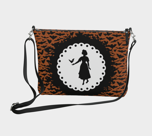 Vegan Leather Crossbody Bag - Bat Your Lashes - Jackolantern