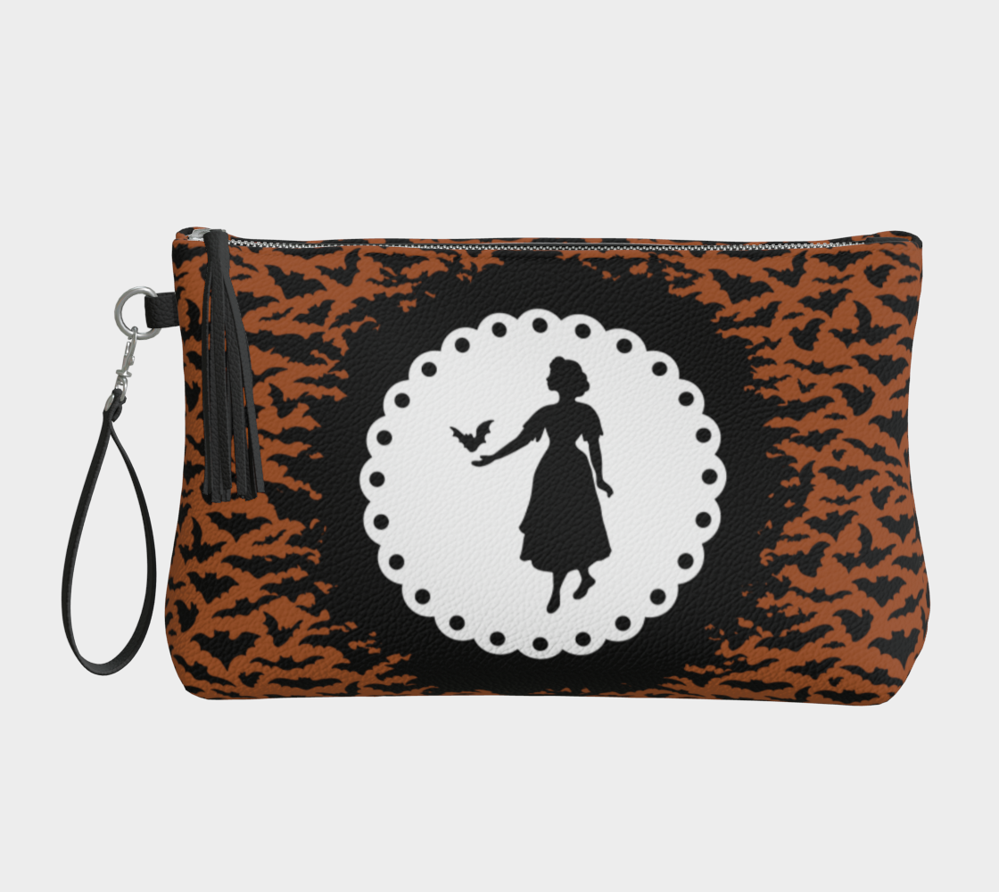 Vegan Leather Wrist Bag - Bat Your Lashes - Jackolantern