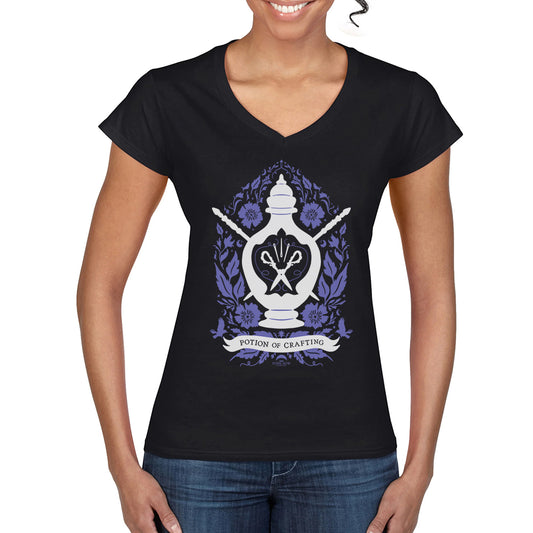 Potion Of Crafting Fitted V-Neck Tee - Black