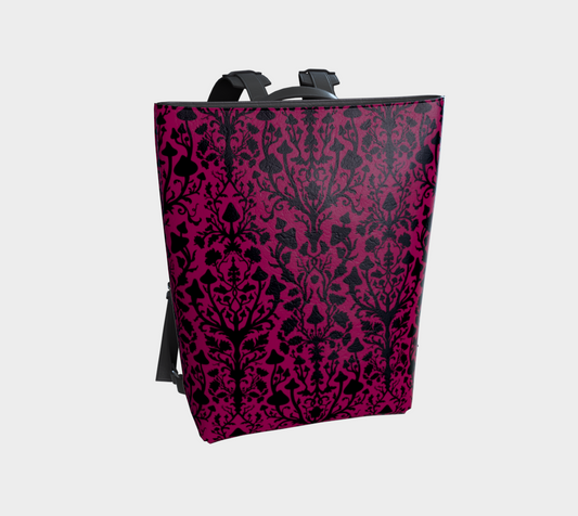 Vegan Leather Backpack - Mushroom Damask - Crimson Peak