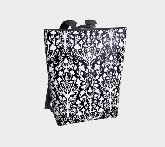 Vegan Leather Backpack - Mushroom Damask - Shadow Work